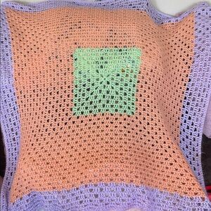 EUC~Multi Pastel Colored Handmade Crocheted Baby Blanket